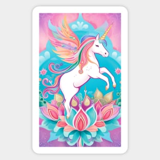 Unicorn Flying Lotus Mandala Sticker